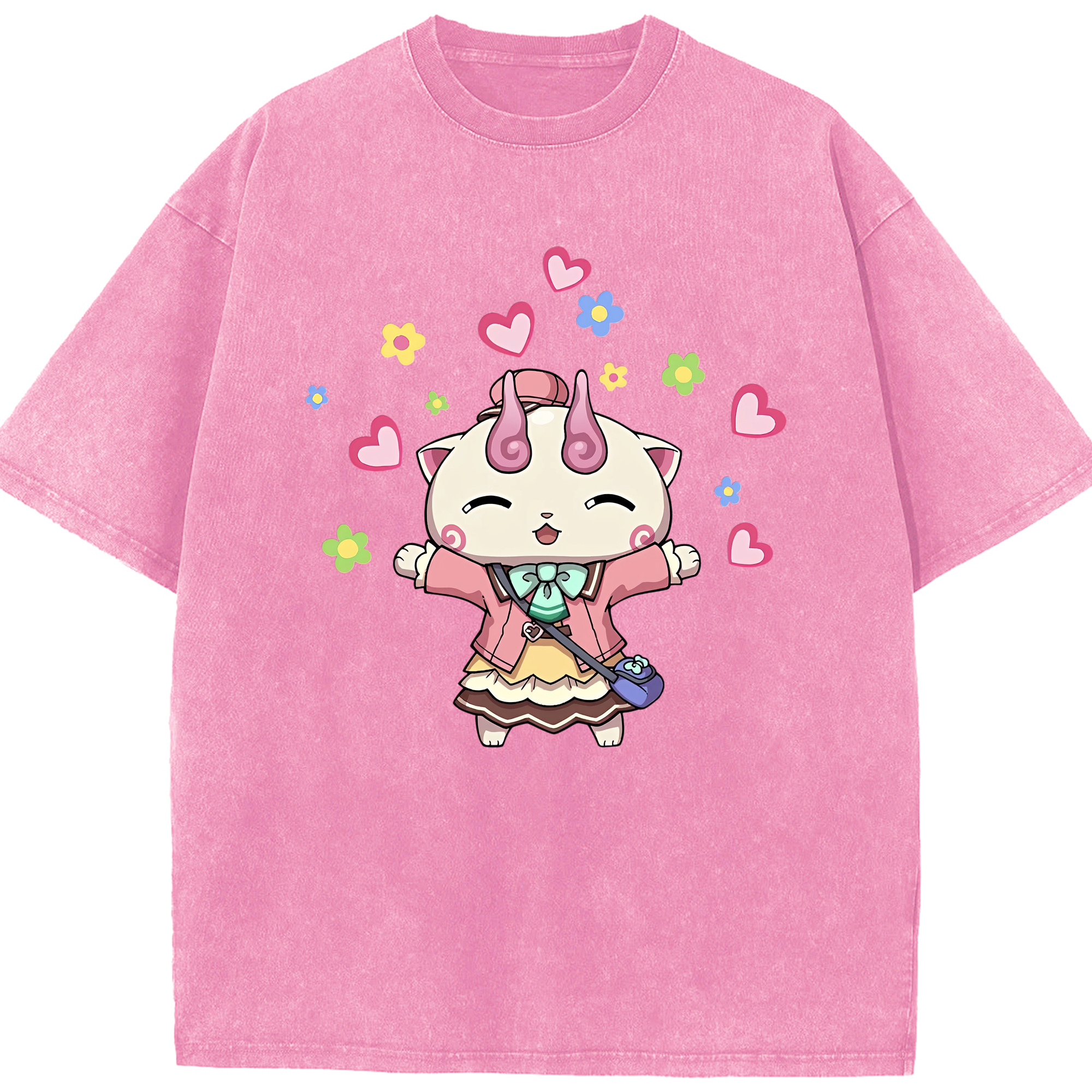 （画像用） 妖怪ウォッチ Yo-kai Watch 綿100% ヴィンテージ風 半袖Tシャツ（フロントプリント）